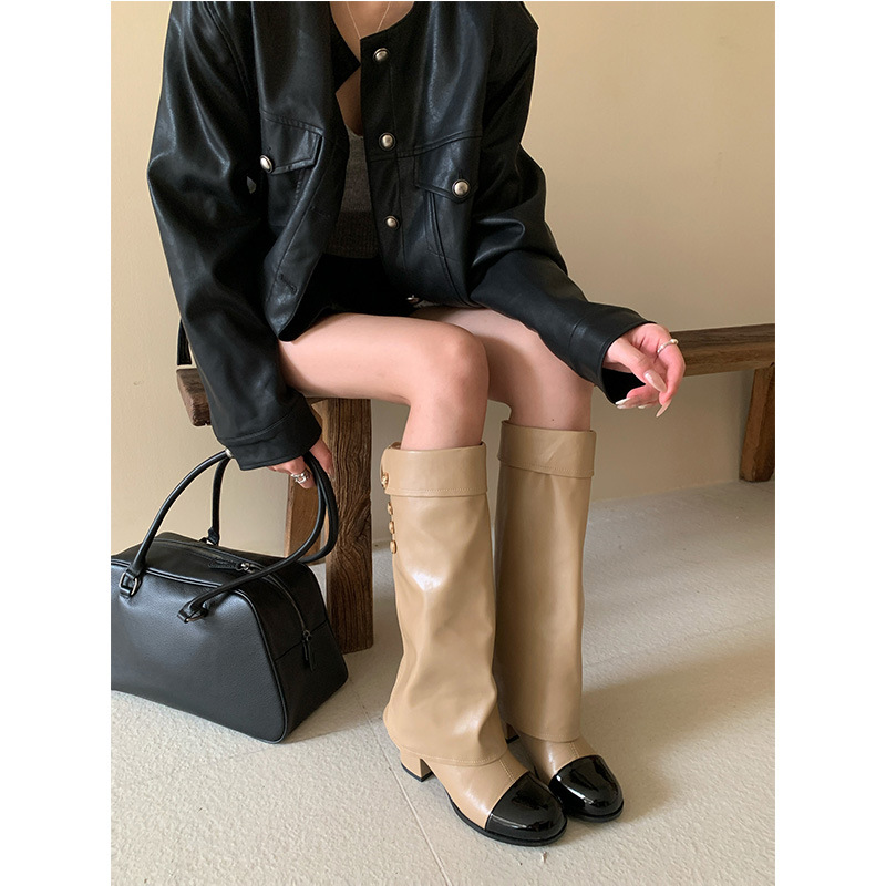 Knee High Sock Women - Stivali da cavaliere color block con